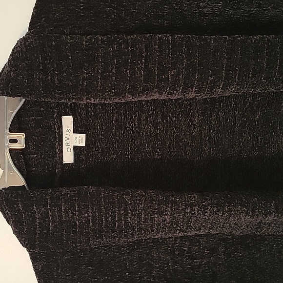 Orvis Black Open Cardigan Sweater, Size Large - Picture 2 of 10
